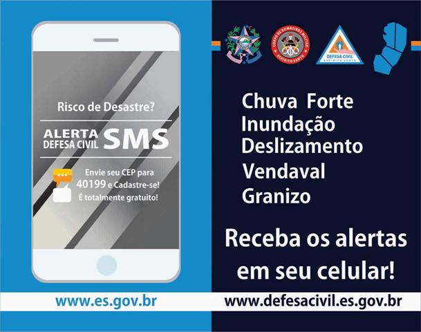 Defesa Civil Estadual informa sobre o sistema de alerta por SMS